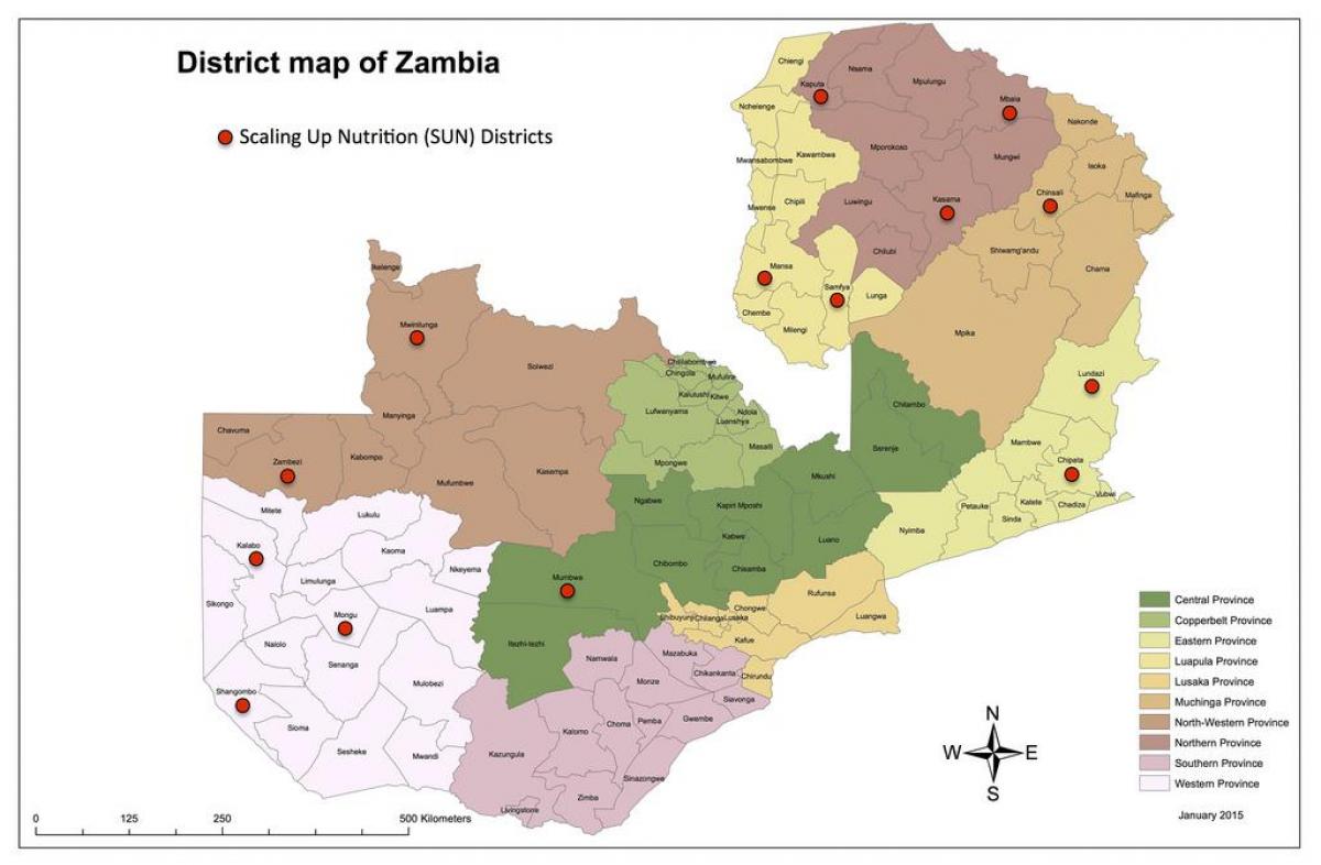 Замбия районов обновленную карту