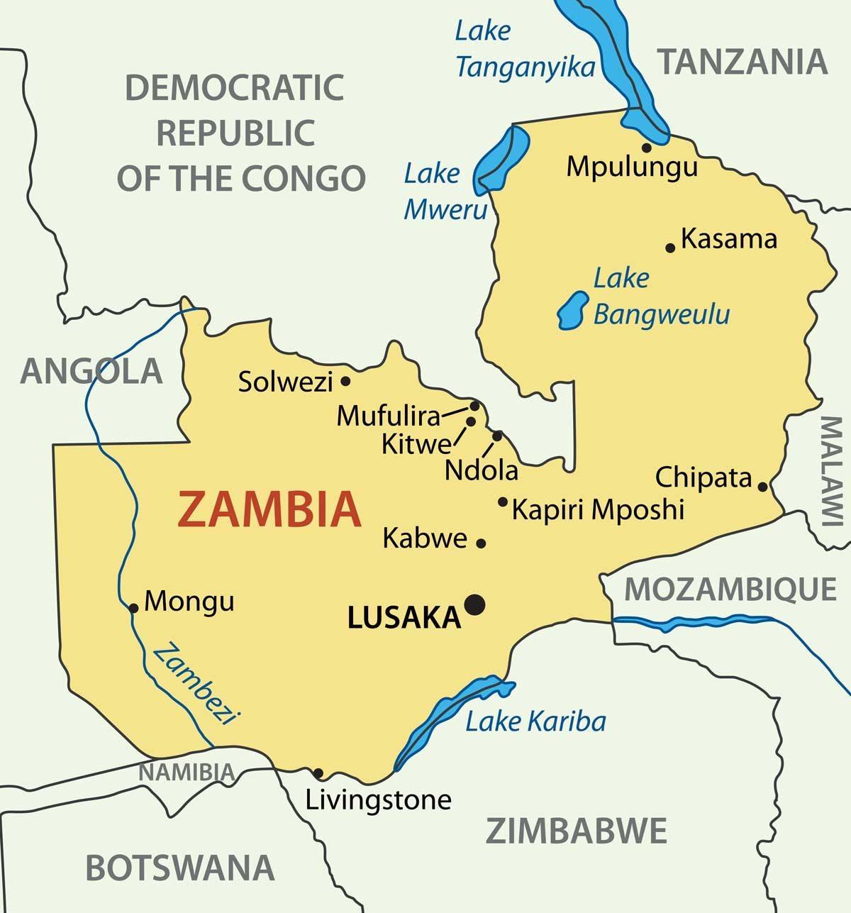 Карта Замбия, китве 