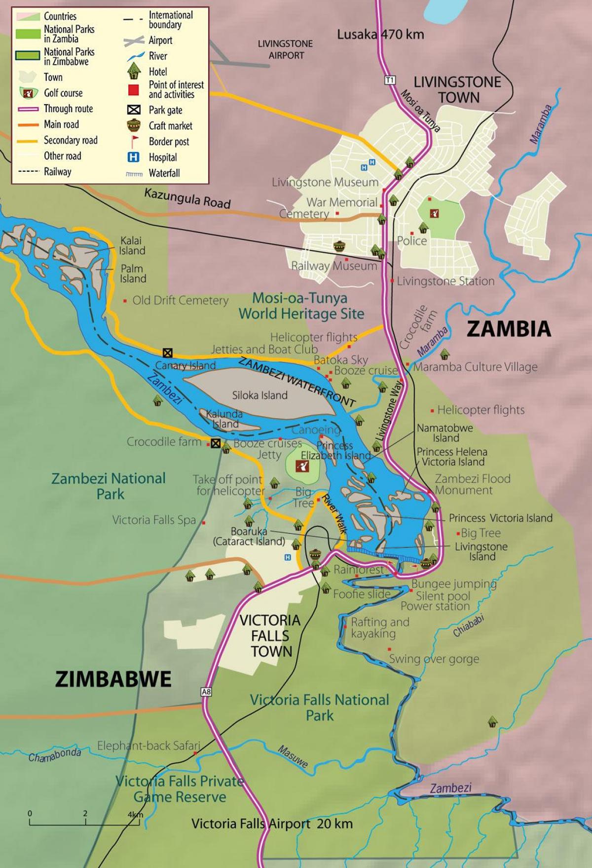 карта города Ливингстон Замбия 